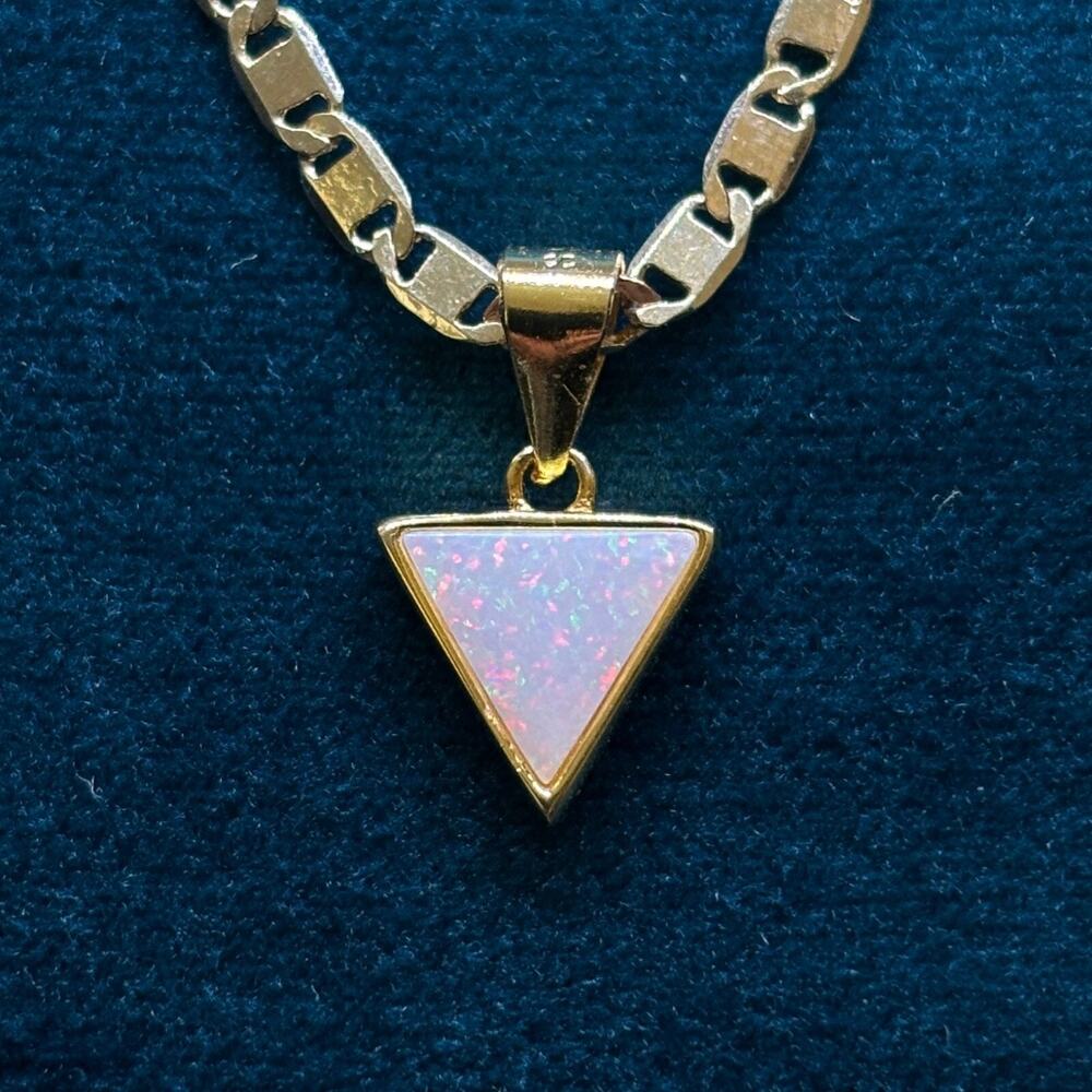Natural Solid Australian Triangular Pinfire Lambina Opal Necklace